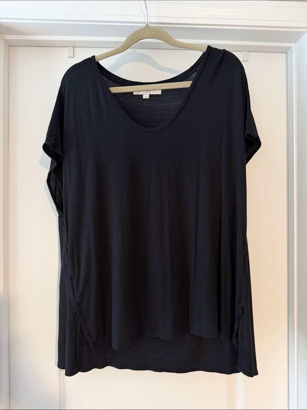 LOFT Black Short Sleeve V-Neck Top
